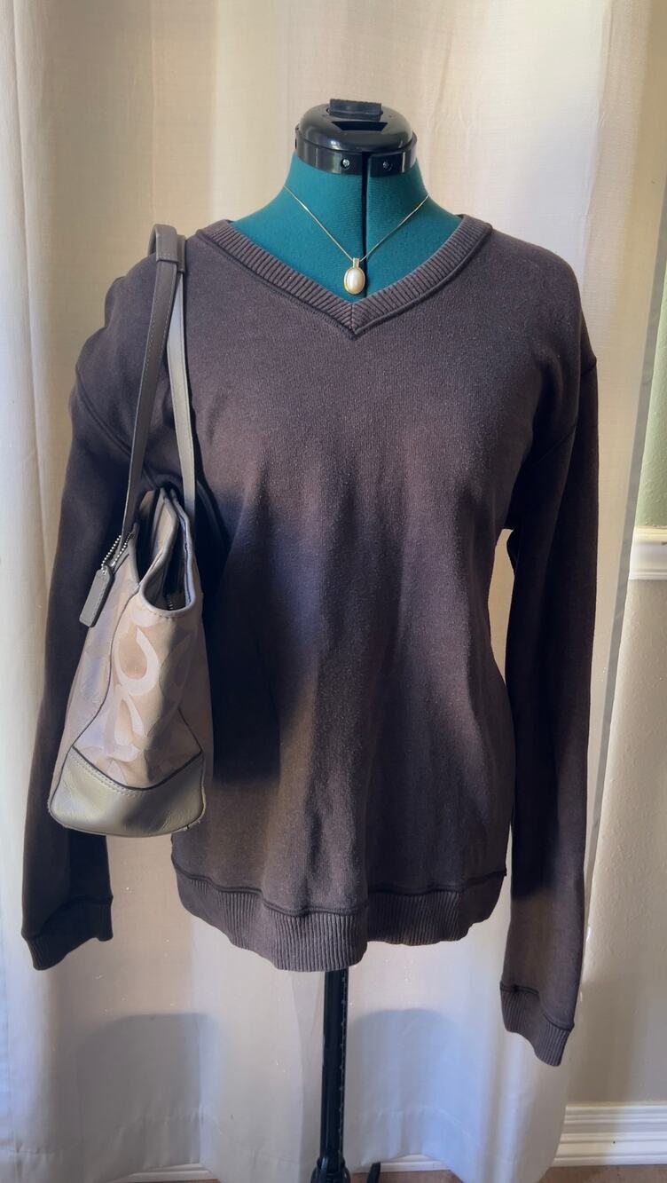 Vintage Reversible V-Neck Sweater Chocolate Brown/Navy Academia Indie Slouchy